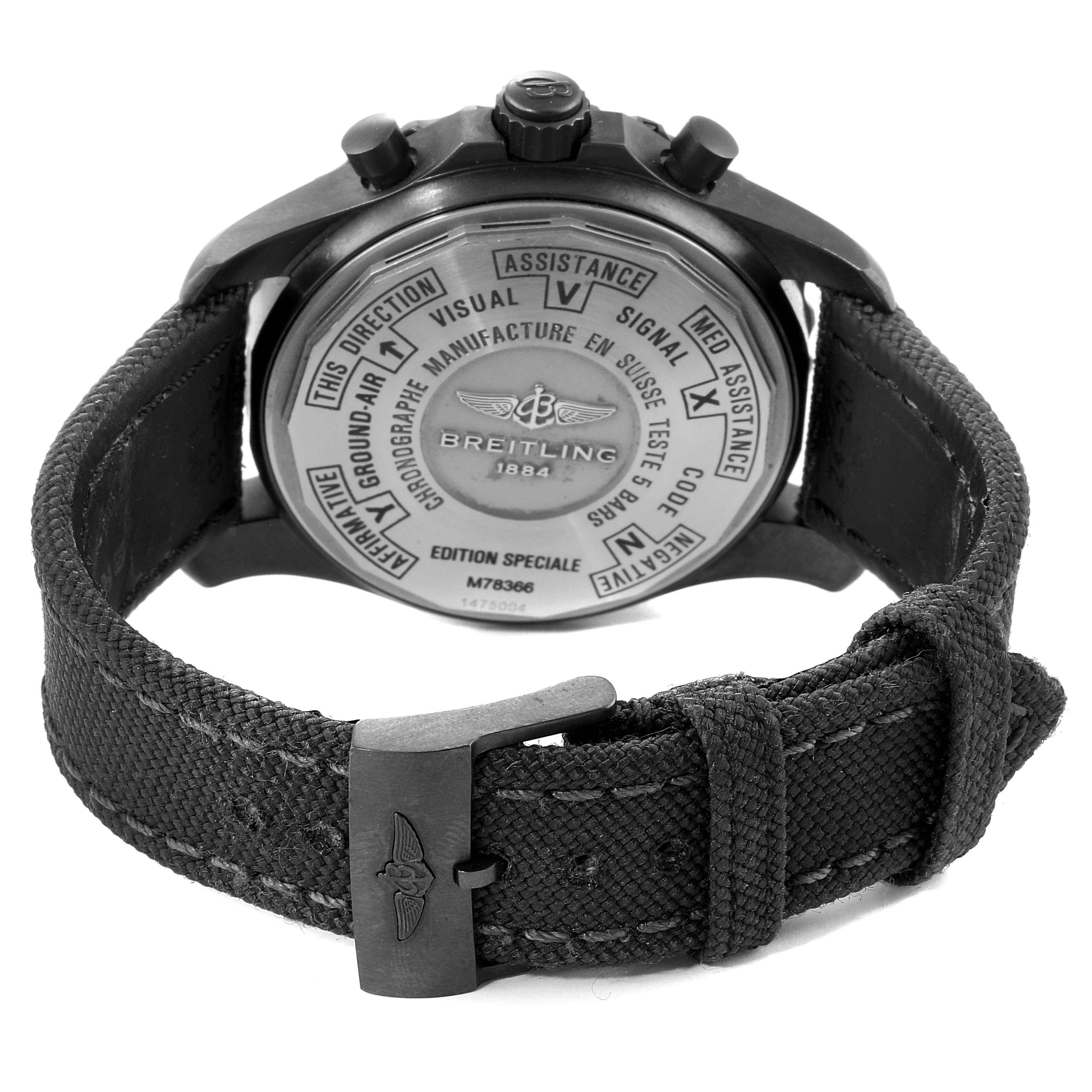 Breitling Chronospace Military GMT Alarm Blacksteel Men's Watch M78366 1