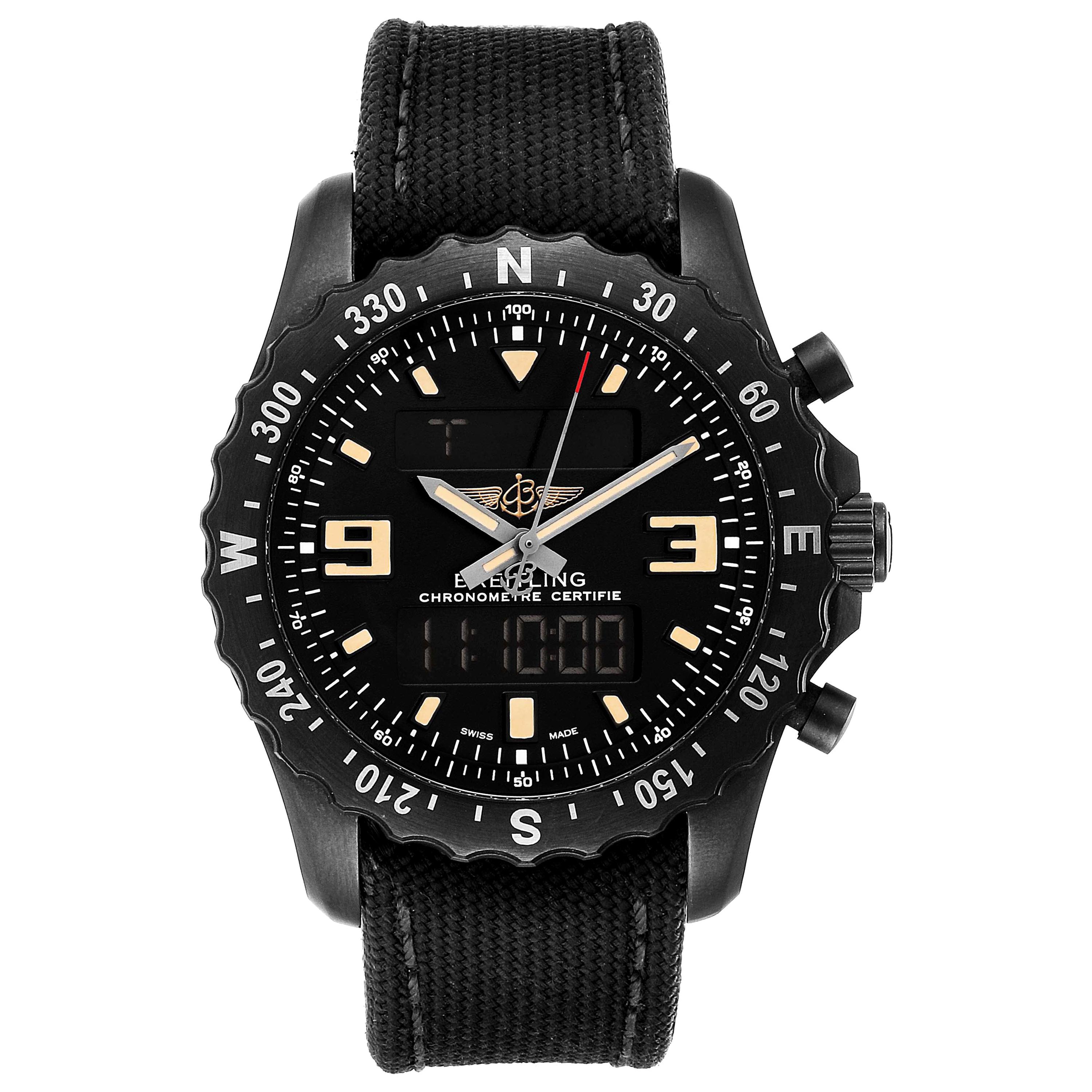 Breitling Chronospace Military GMT Alarm Blacksteel Men's Watch M78366