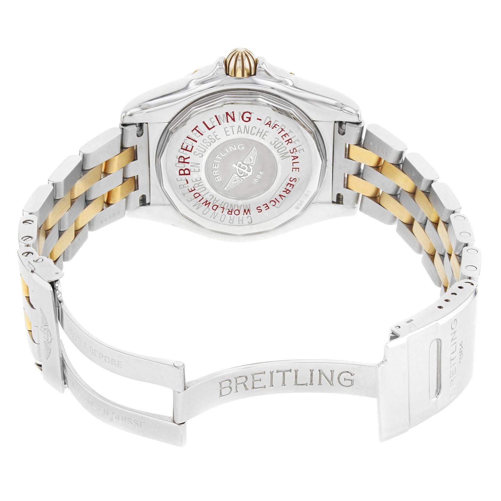Breitling Cockpit B49350 Steel 18 Karat Gold Diamond 0.80 Carat Mop Men's Watch In Excellent Condition In New York, NY