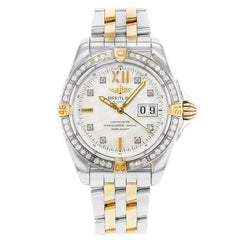 Breitling Cockpit B49350 Steel 18 Karat Gold Diamond 0.80 Carat Mop Men's Watch