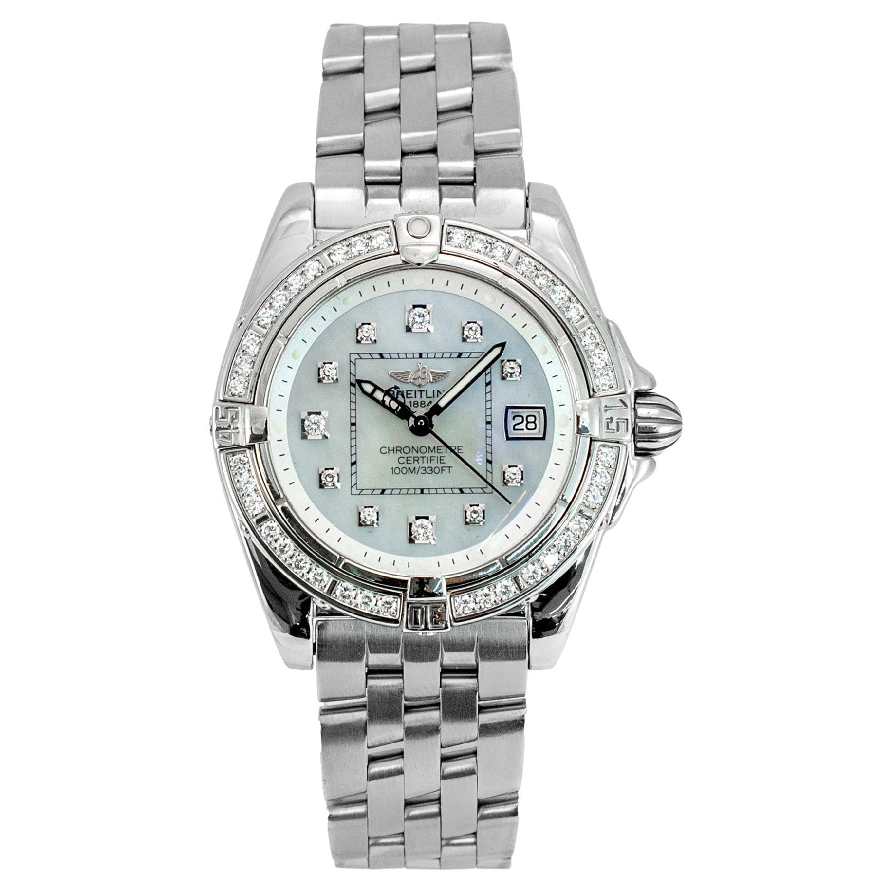 Montre Breitling Cockpit Lady 32MM A71356 Diamond Mop en acier inoxydable