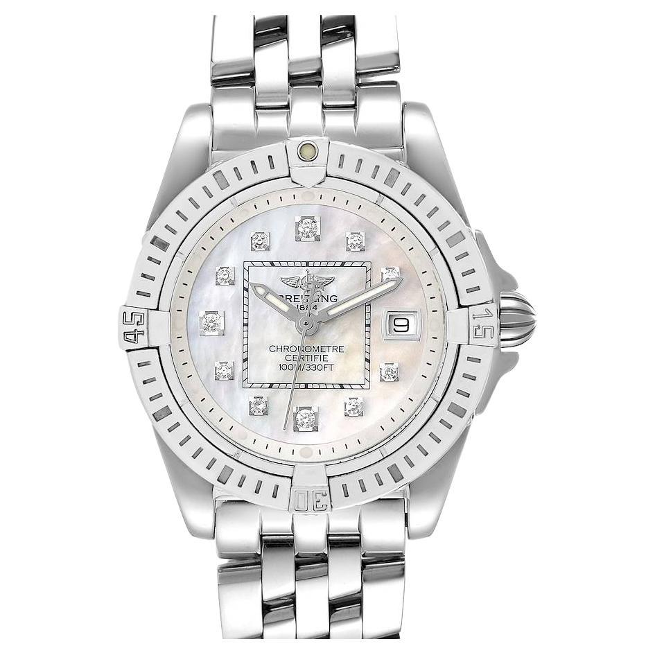Breitling Cockpit Mother of Pearl Diamond Steel Ladies Watch A71356