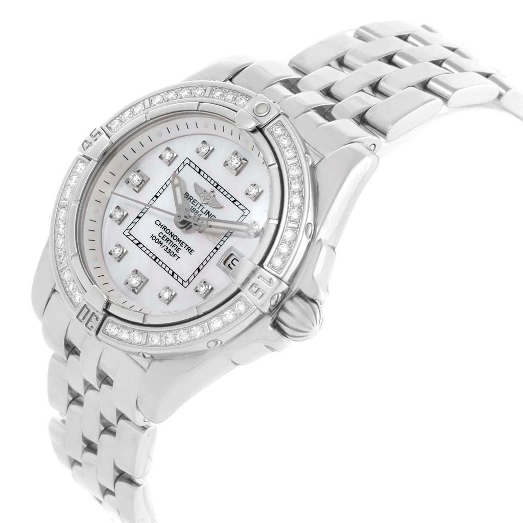Breitling Cockpit Mother Pearl Diamond Dial Bezel Ladies Watch A71356 1