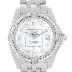 Breitling Cockpit Mother Pearl Diamond Dial Bezel Ladies Watch A71356