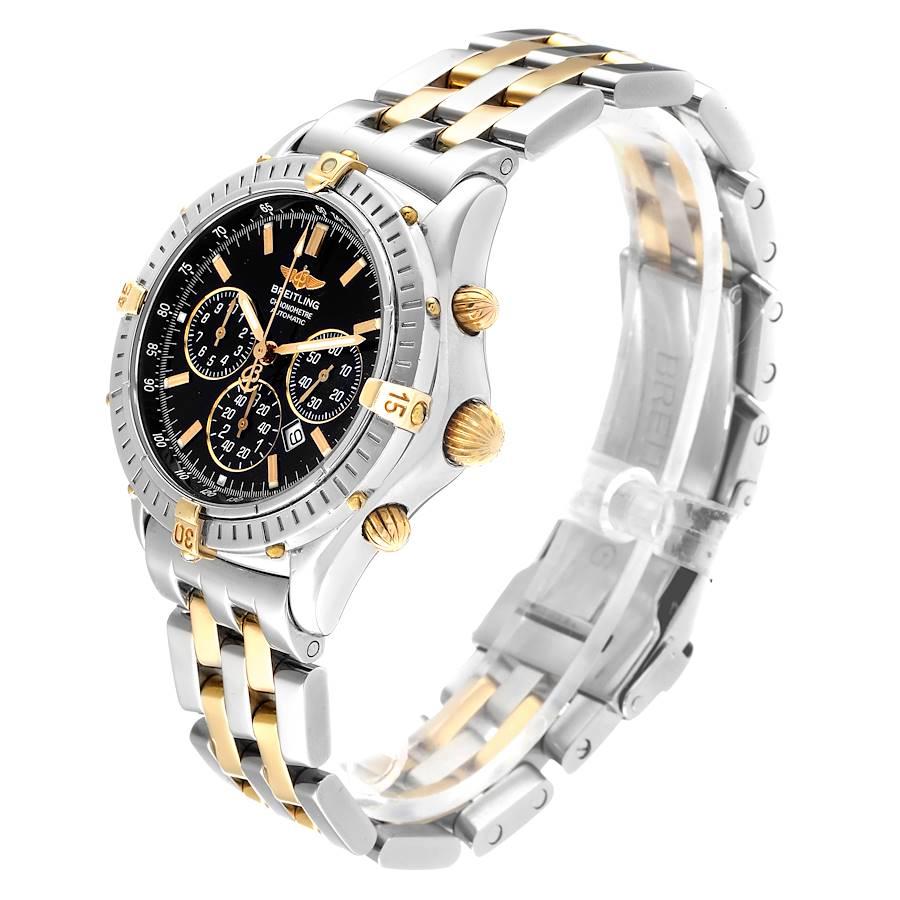 Breitling Cockpit Steel Yellow Gold Black Dial Mens Watch B35312 In Excellent Condition For Sale In Atlanta, GA