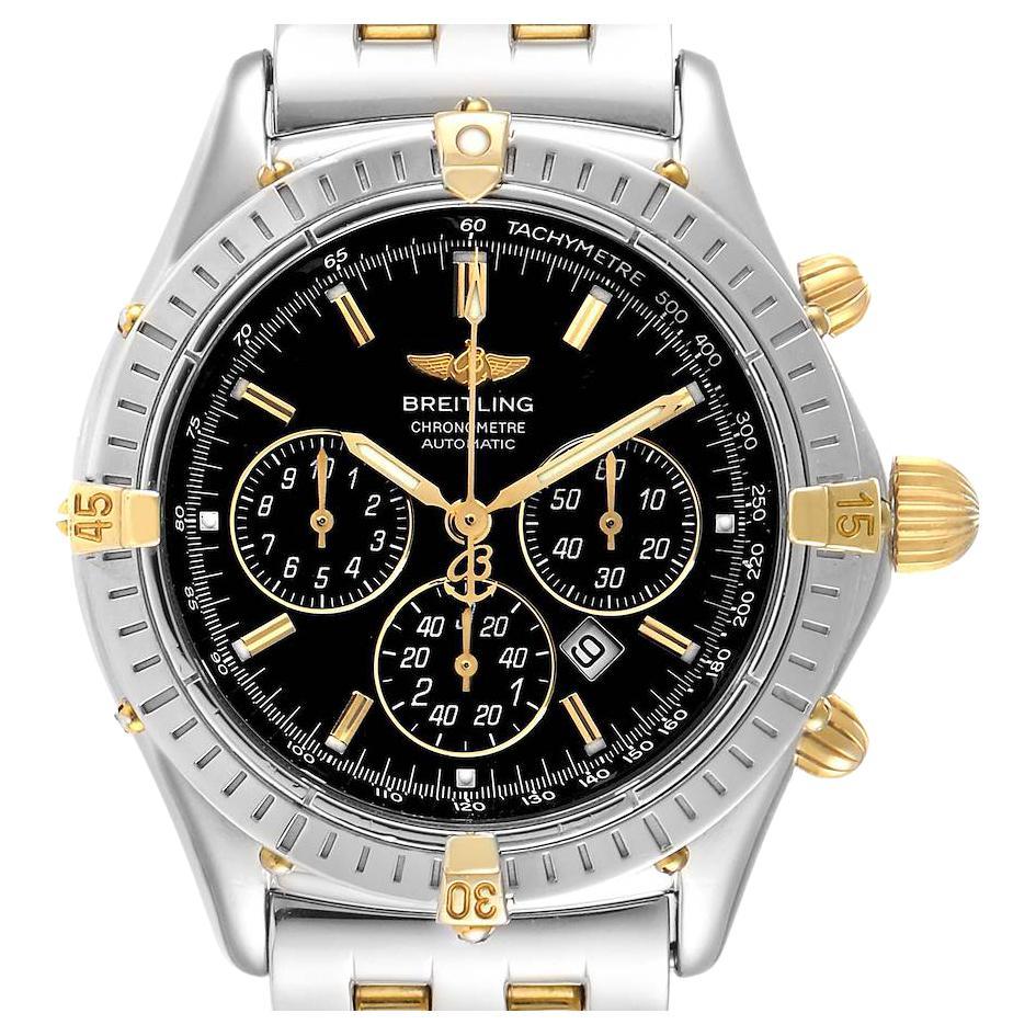 Breitling Cockpit Steel Yellow Gold Black Dial Mens Watch B35312 For Sale