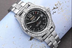 Breitling Colt 33 A77388 Black Dial Stainless Steel Ladies Watch with Diamonds