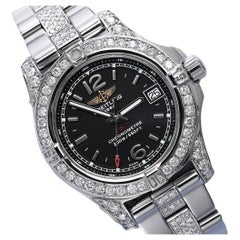 Breitling Colt 33 A77388 Black Dial Stainless Steel Ladies Watch with Diamonds
