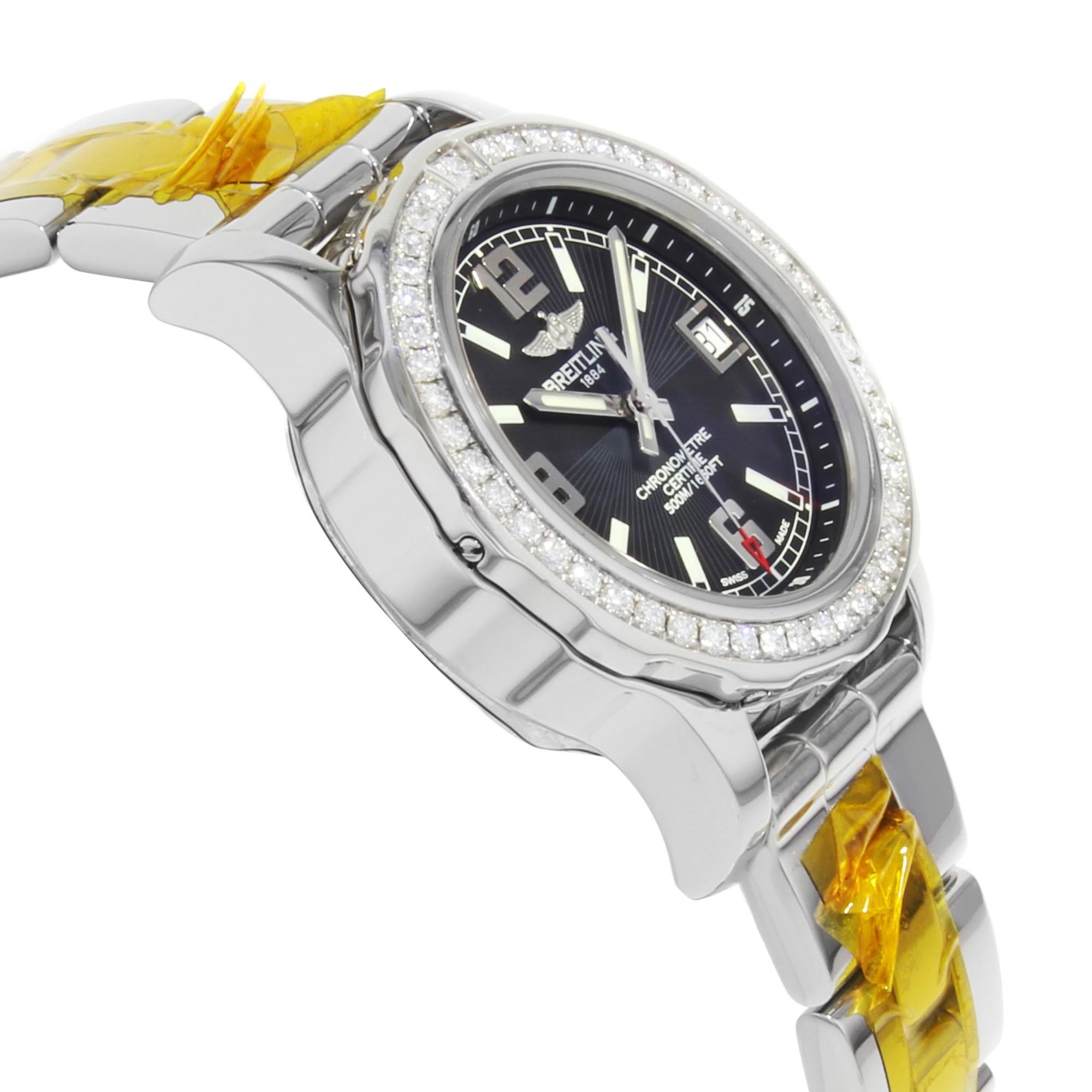 Men's Breitling Colt 33 Black Dial Diamonds Ladies Quartz Watch A7738753/BB51-158A