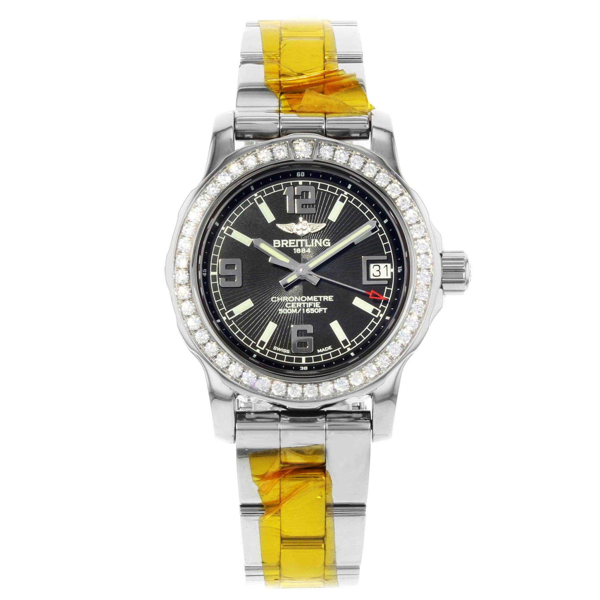 Breitling Colt 33 Black Dial Diamonds Ladies Quartz Watch A7738753/BB51-158A