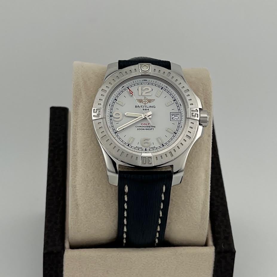 Breitling Colt 36 A74389 36mm Quadrante Bianco Acciaio Inox Scatola Documenti in vendita 3