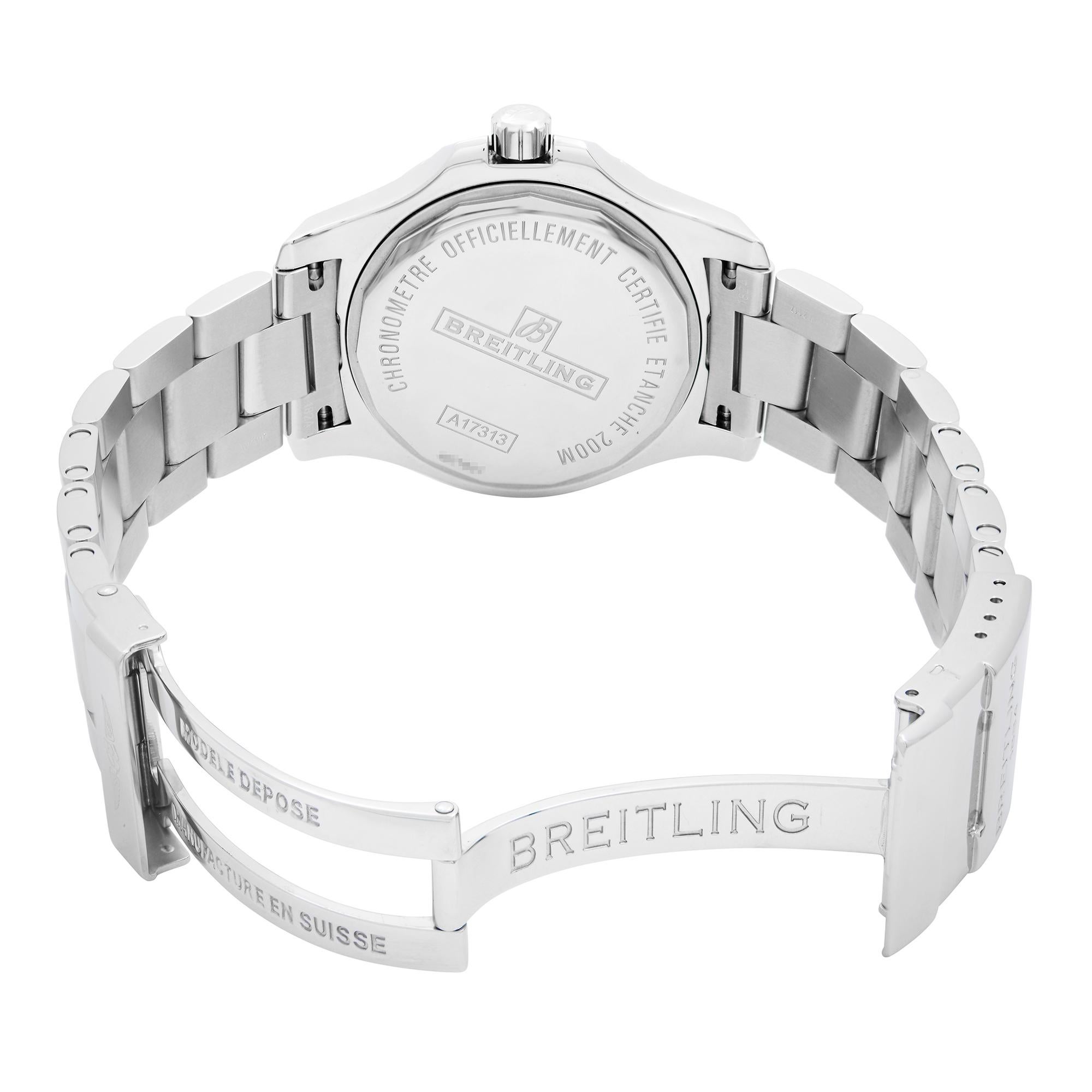 Breitling Colt 41 Stainless Steel White Dial Automatic Watch A1731311/G820-182A In New Condition In New York, NY