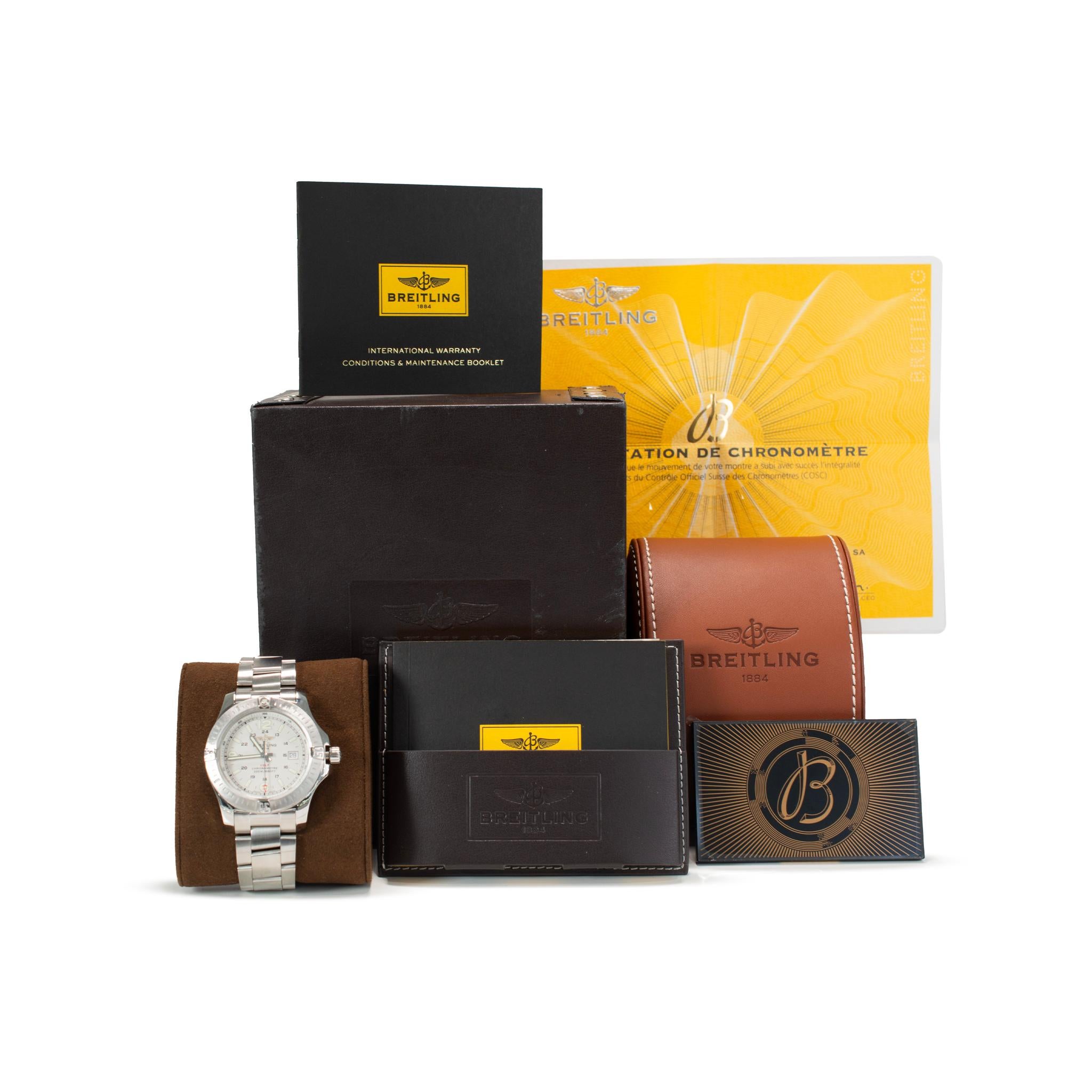 Breitling Colt 44MM A74388 Orologio al quarzo con quadrante argentato e acciaio inossidabile in vendita 5