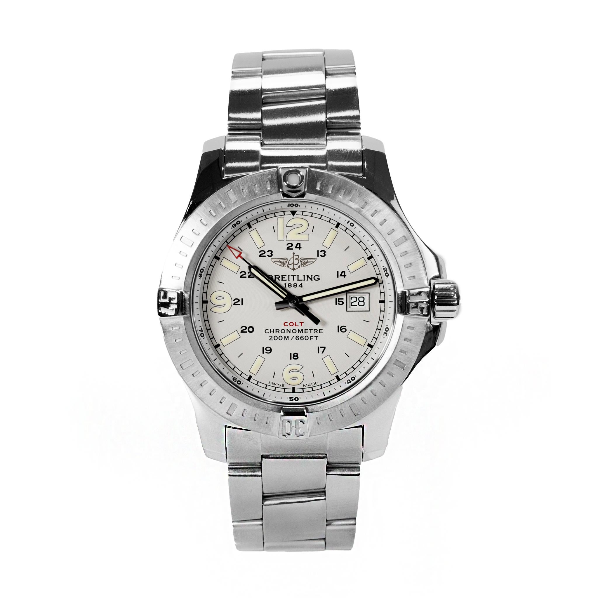 Breitling Colt 44MM A74388 Orologio al quarzo con quadrante argentato e acciaio inossidabile in vendita