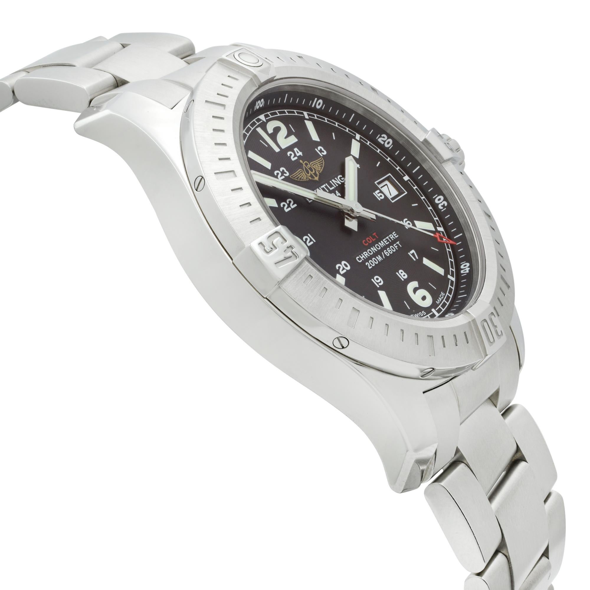 Breitling Colt Steel Black Dial Quartz Men's Watch A7438811/BD45-173A 1