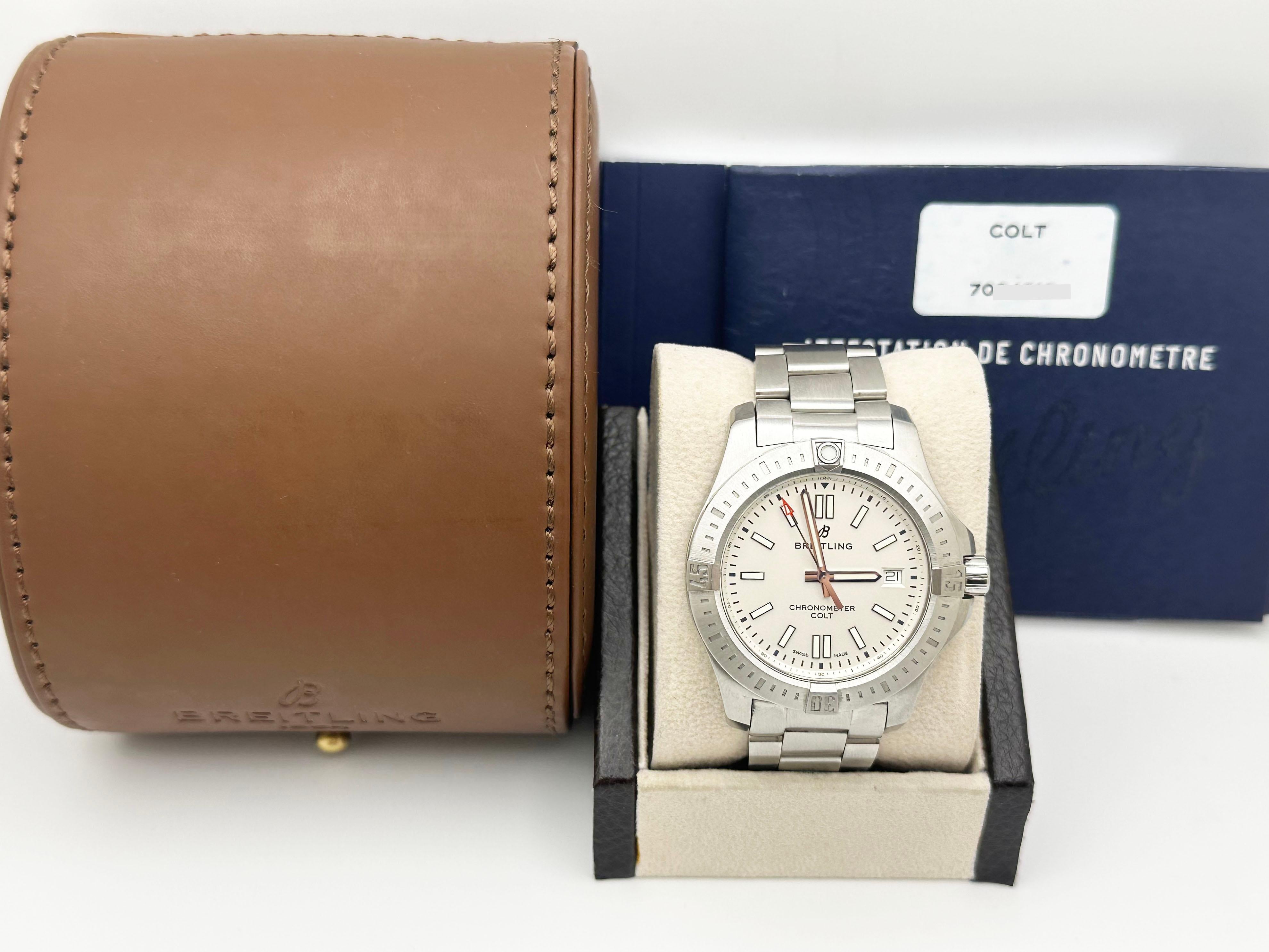 Breitling Colt A17313 41mm Papel Caja Acero Inoxidable en venta 5