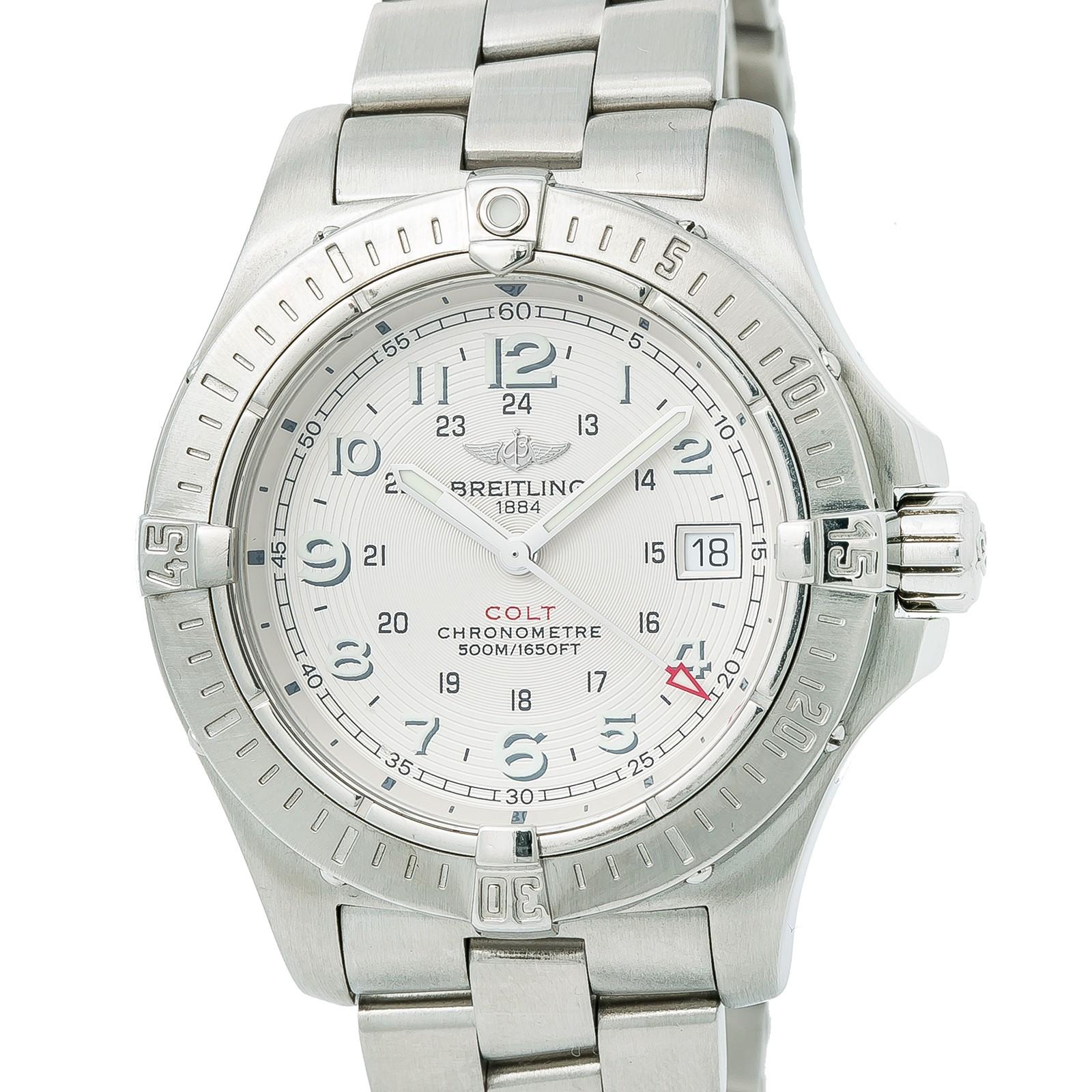 Breitling Colt A74380 Mens Quartz Watch Cream Dial Stainless Steel 41Mm In Excellent Condition In Miami, FL