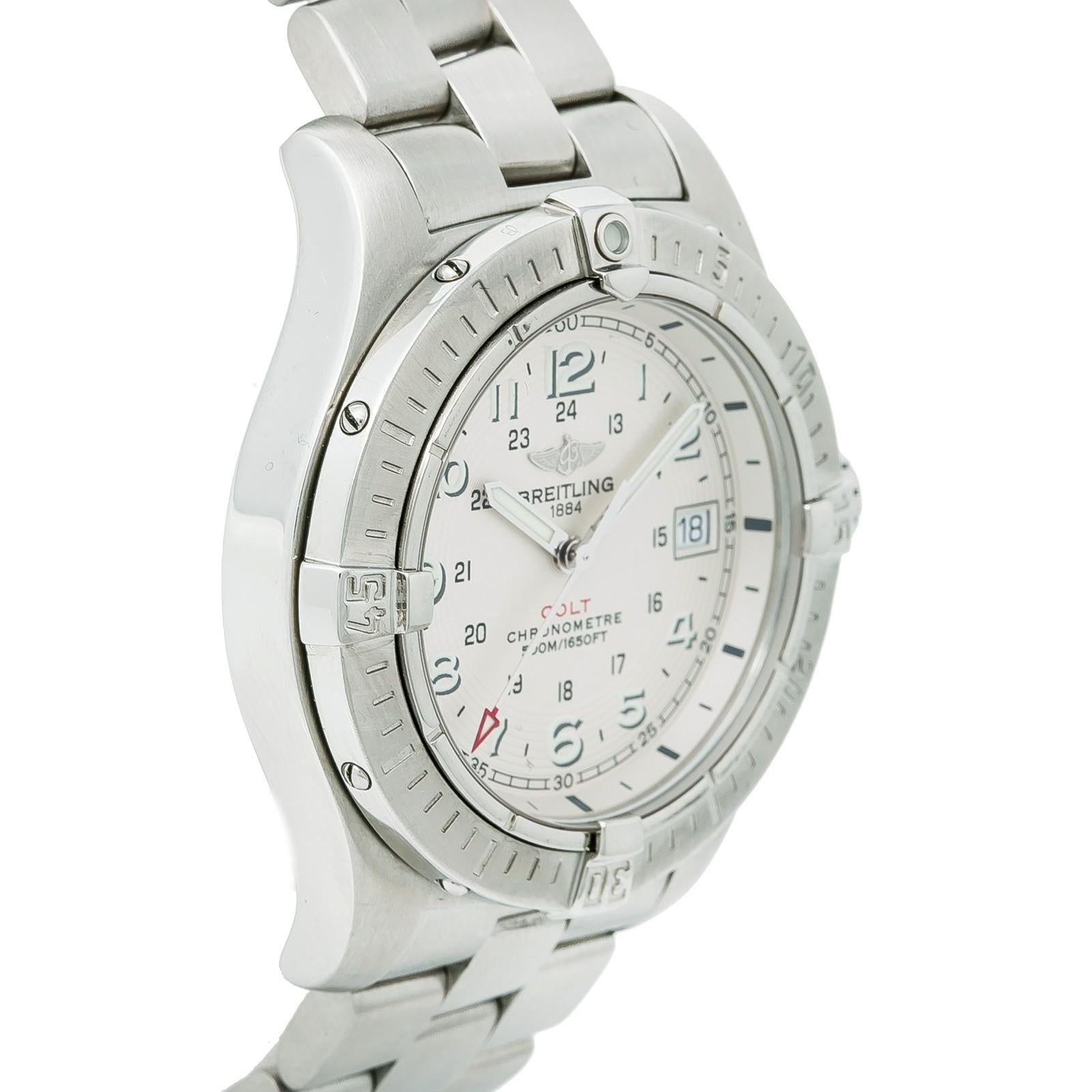 Women's Breitling Colt A74380 Mens Quartz Watch Cream Dial Stainless Steel 41Mm