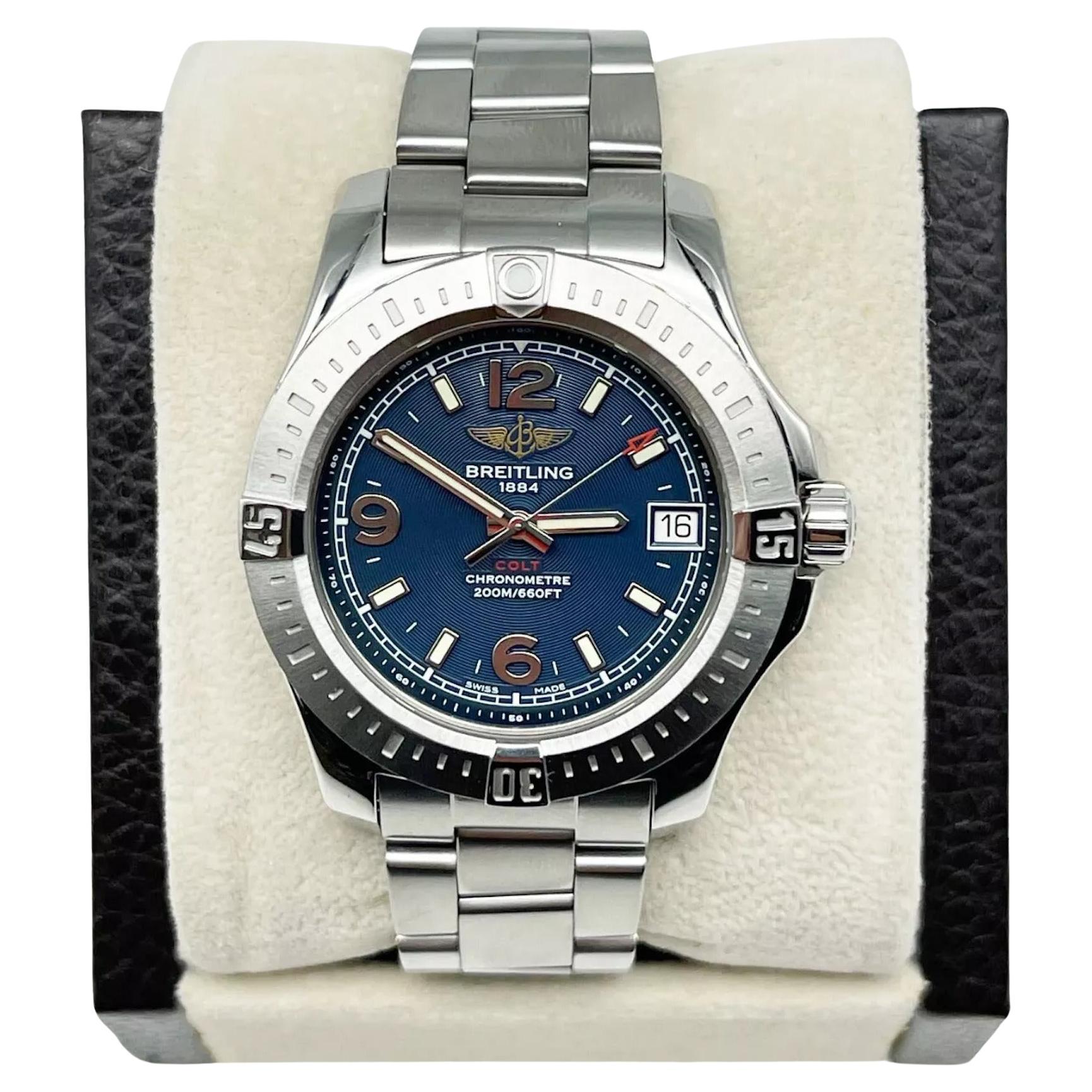Breitling Colt A74389 36 mm avec cadran bleu en acier inoxydable