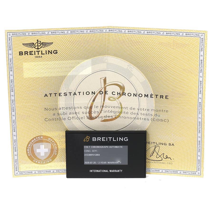 Breitling Colt Automatic Chronograph White Dial Watch A13388 Box Card For Sale 3