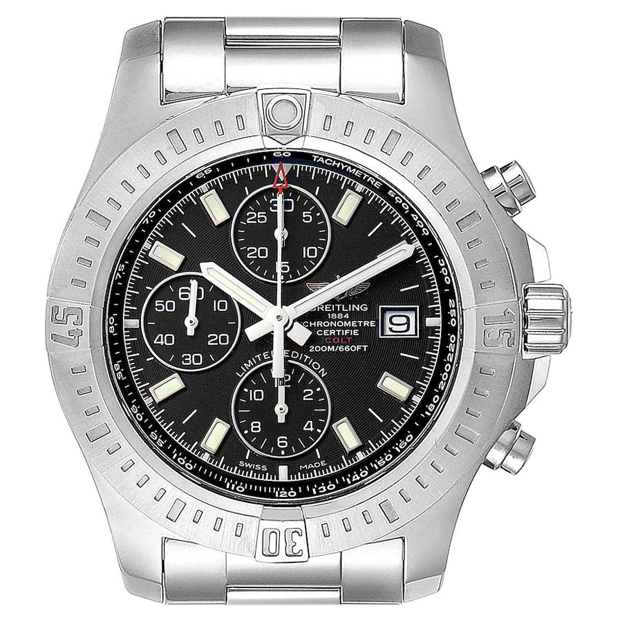 Breitling Colt Black Dial Stainless Steel Men's Watch A13388 Box Papers For Sale