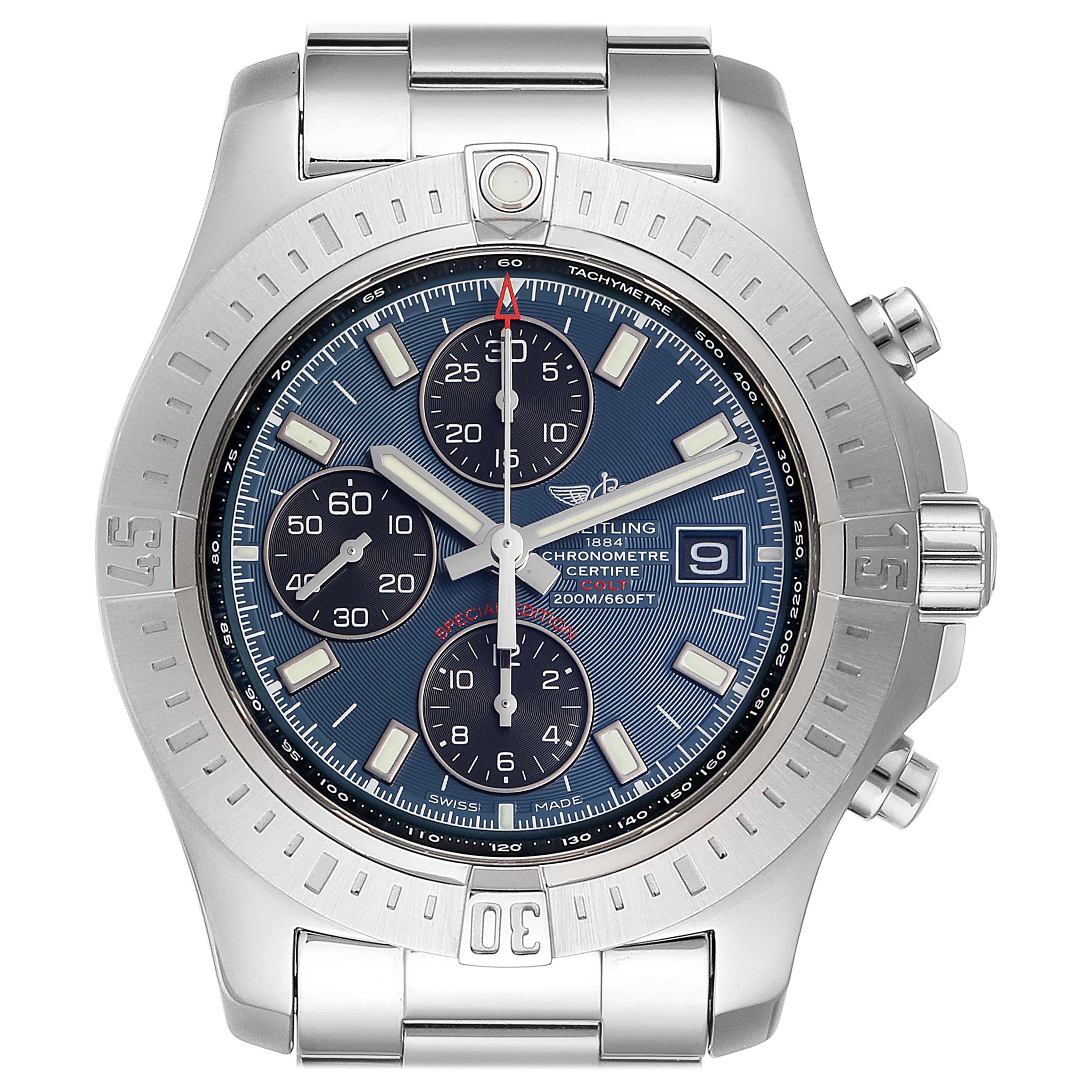 Breitling Colt Blue Dial Automatic Chronograph Steel Men's Watch A13388