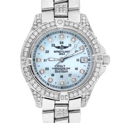 Breitling Colt Bracelet Stainless Steel A17350 Custom Diamond Watch