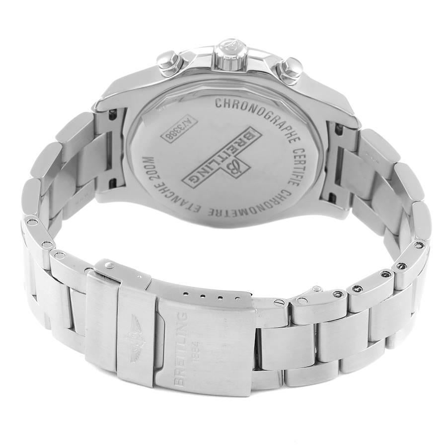 Blaue Stahl-Herrenuhr A73388 Box-Karte mit Chronograph und blauen Ziffern von Breitling Colt im Angebot 2