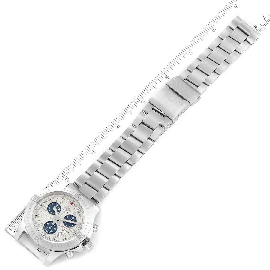 Blaue Stahl-Herrenuhr A73388 Box-Karte mit Chronograph und blauen Ziffern von Breitling Colt im Angebot 3