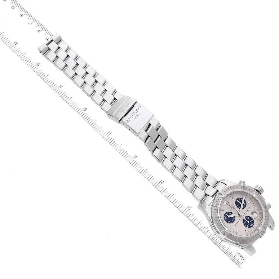 Breitling Colt Chronograph Silber Zifferblatt Blaue Subdials Stahl-Herrenuhr A73380 6