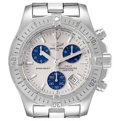 Used Breitling Colt Chronograph Silver Dial Blue Subdials Steel Mens Watch A73380