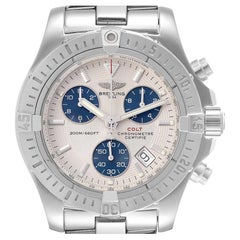 Breitling Colt Chronograph Silver Dial Steel Mens Watch A73380 Box Papers