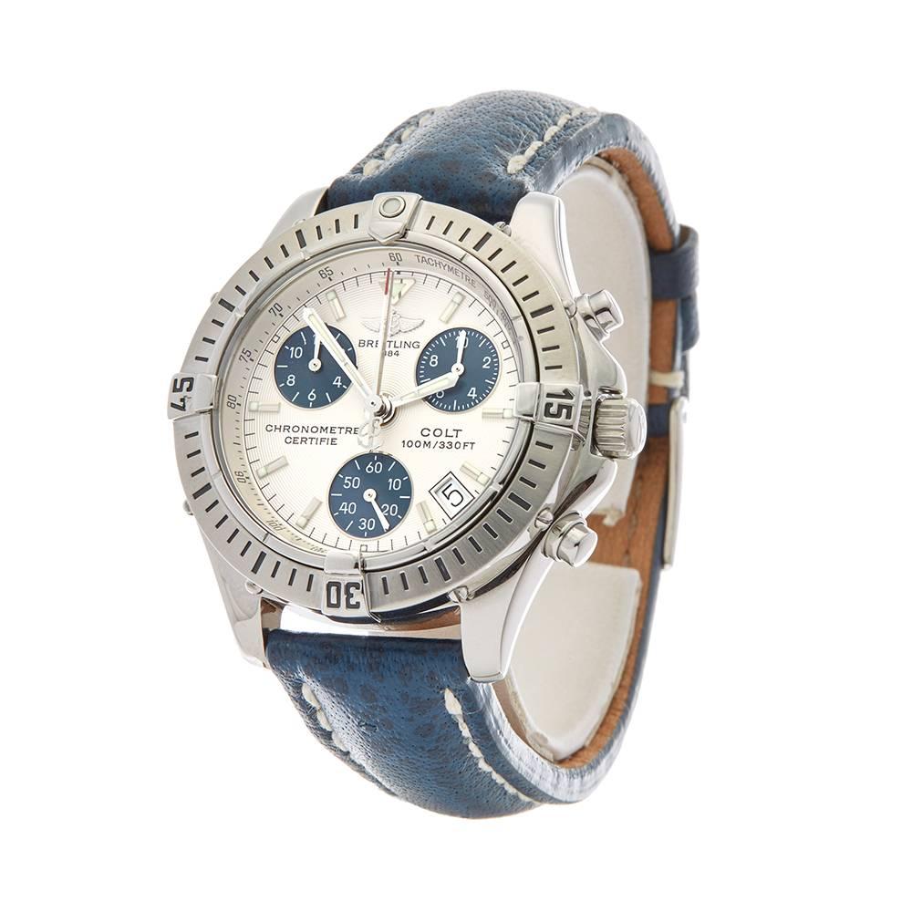 Xupes Ref: W4635
Manufacturer: Breitling
Model: Colt
Model Ref: A73350
Age: Circa 2000's
Gender: Men's
Box and Papers: Xupes Presentation Pouch
DIal: Silver Baton
Glass: Sapphire Crystal
Movement: Quartz
Water Resistance: To Manufacturers