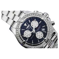 Breitling Colt Chronograph Stainless Steel Watch with Diamond Bezel Black Dial