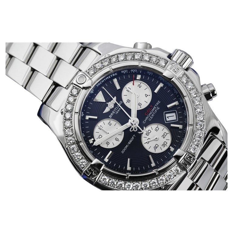 Breitling Diamond Watch - 85 For Sale on 1stDibs | breitling diamond bezel  mens watch, breitling watch diamond bezel, breitling diamonds