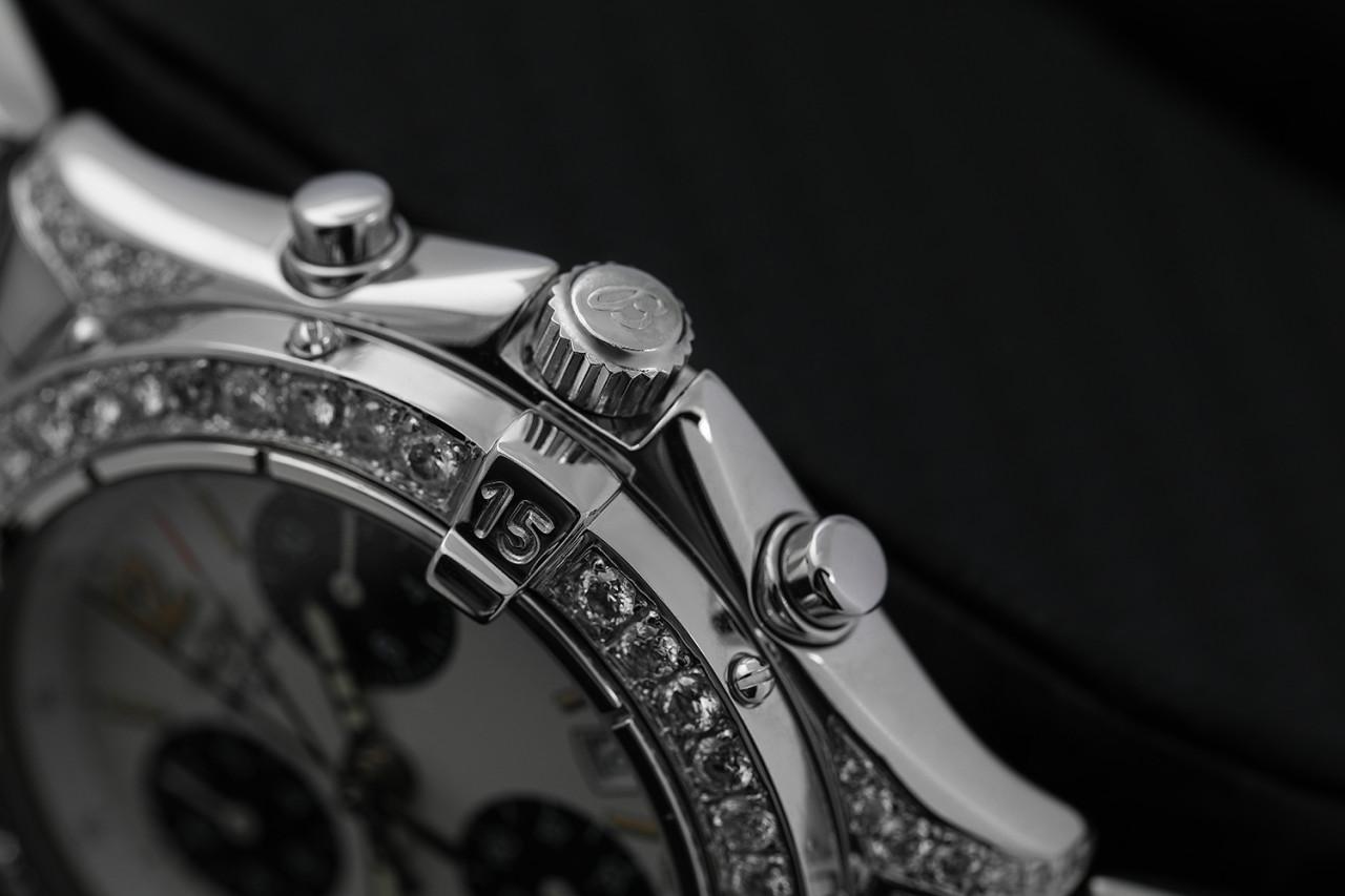 Taglio rotondo Breitling Colt Cronografo Quadrante Bianco Orologio Unisex Custom Diamond A53035 in vendita