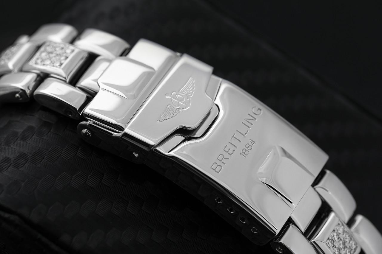 Breitling Colt Cronografo Quadrante Bianco Orologio Unisex Custom Diamond A53035 in vendita 2