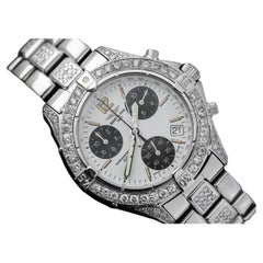 Breitling Colt Chronograph White Dial Custom Diamond Unisex Watch A53035