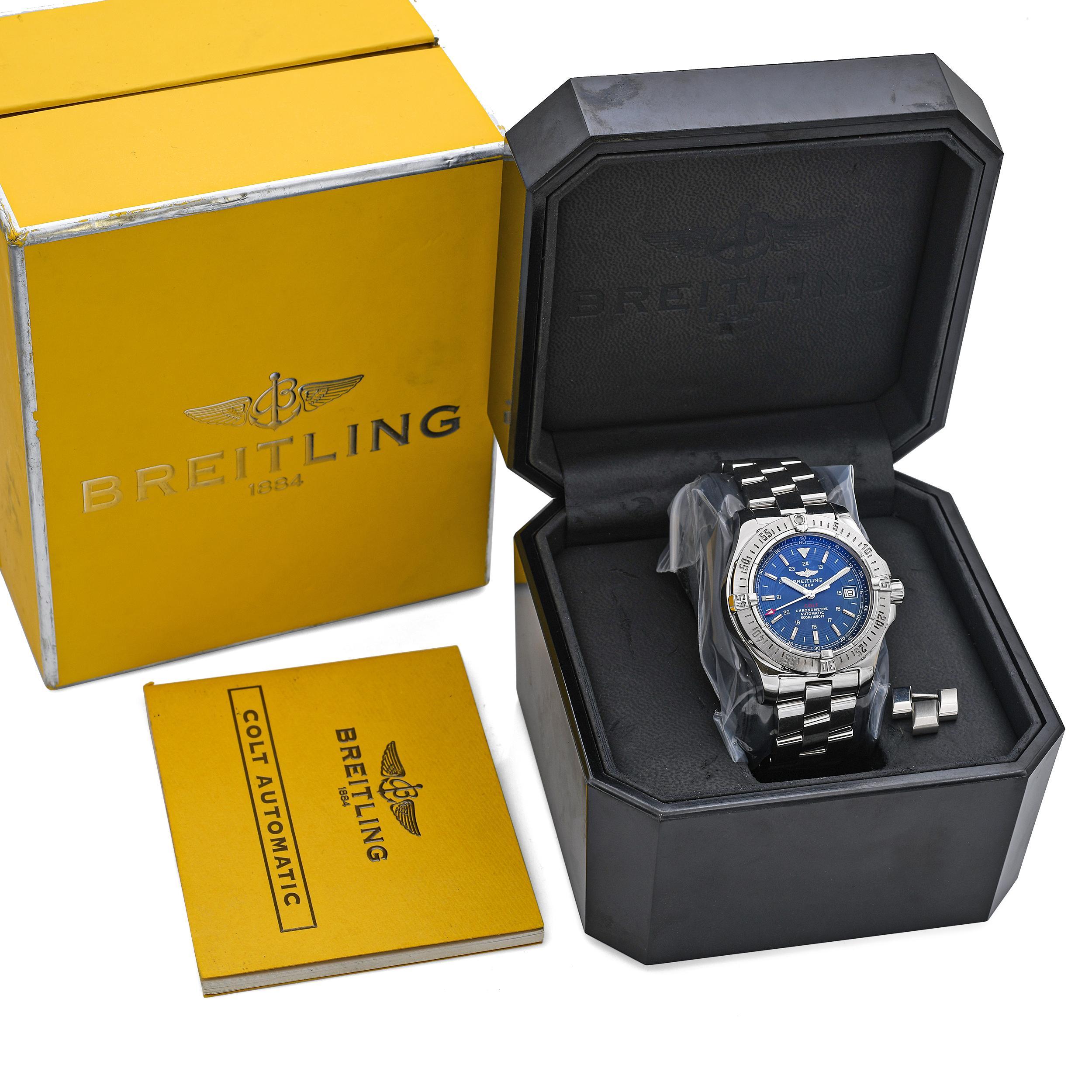 Breitling Colt Chronometre Automatic Men's Watch A17380 In Excellent Condition For Sale In New York, NY