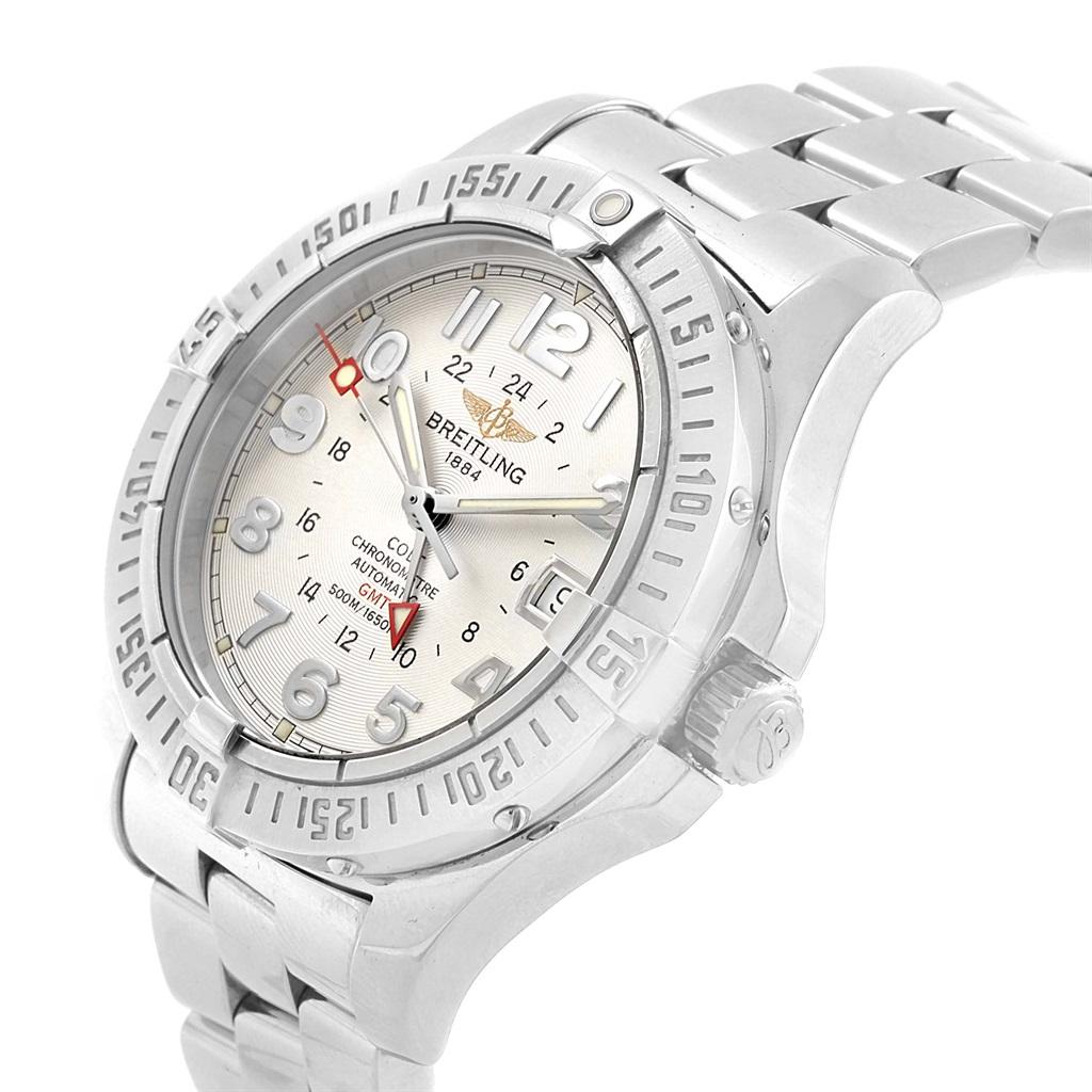Breitling Colt GMT Automatic Silver Dial Steel Men's Watch A32350 In Excellent Condition In Atlanta, GA