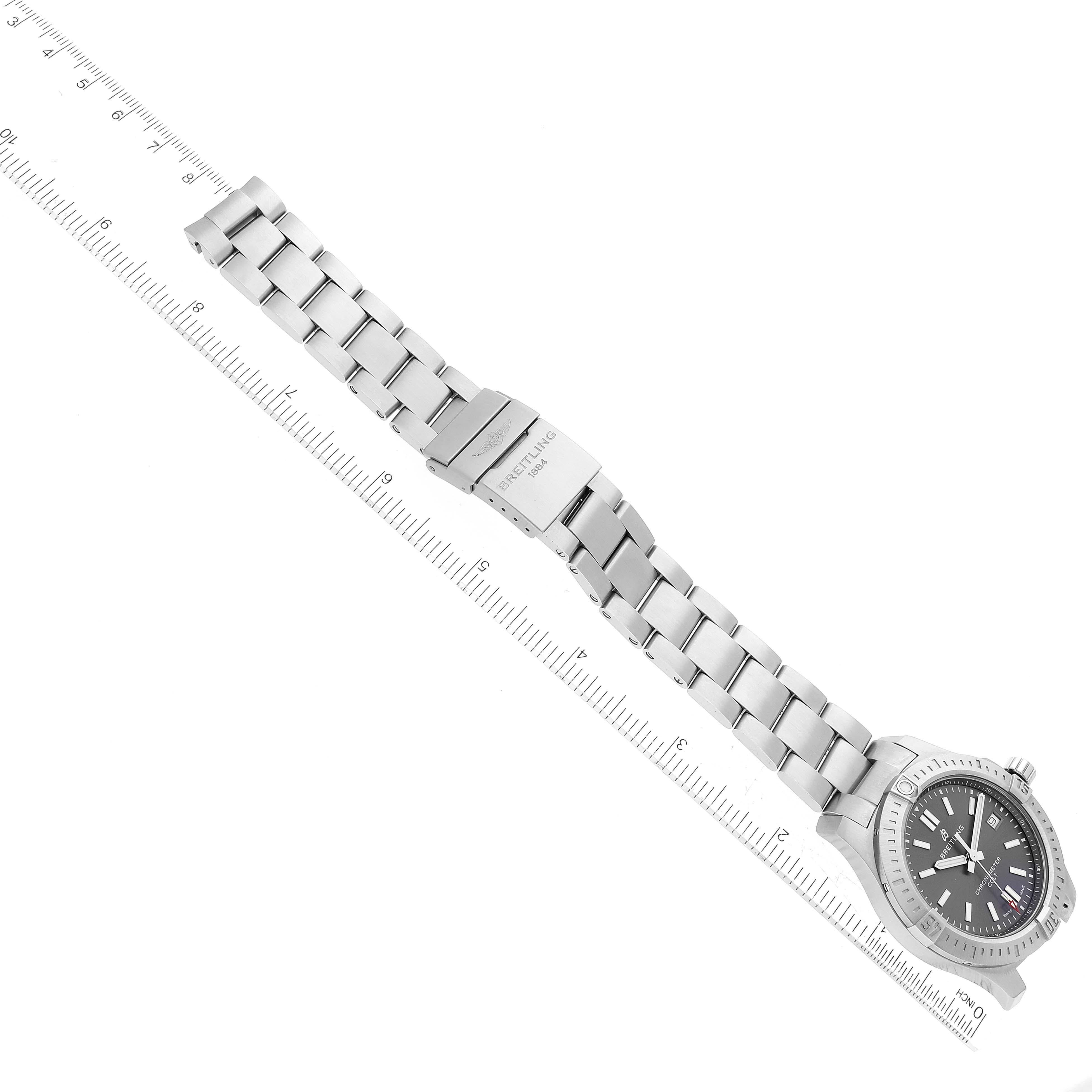 Breitling Colt Grey Dial Automatic Steel Mens Watch A17313 Box Card For Sale 7