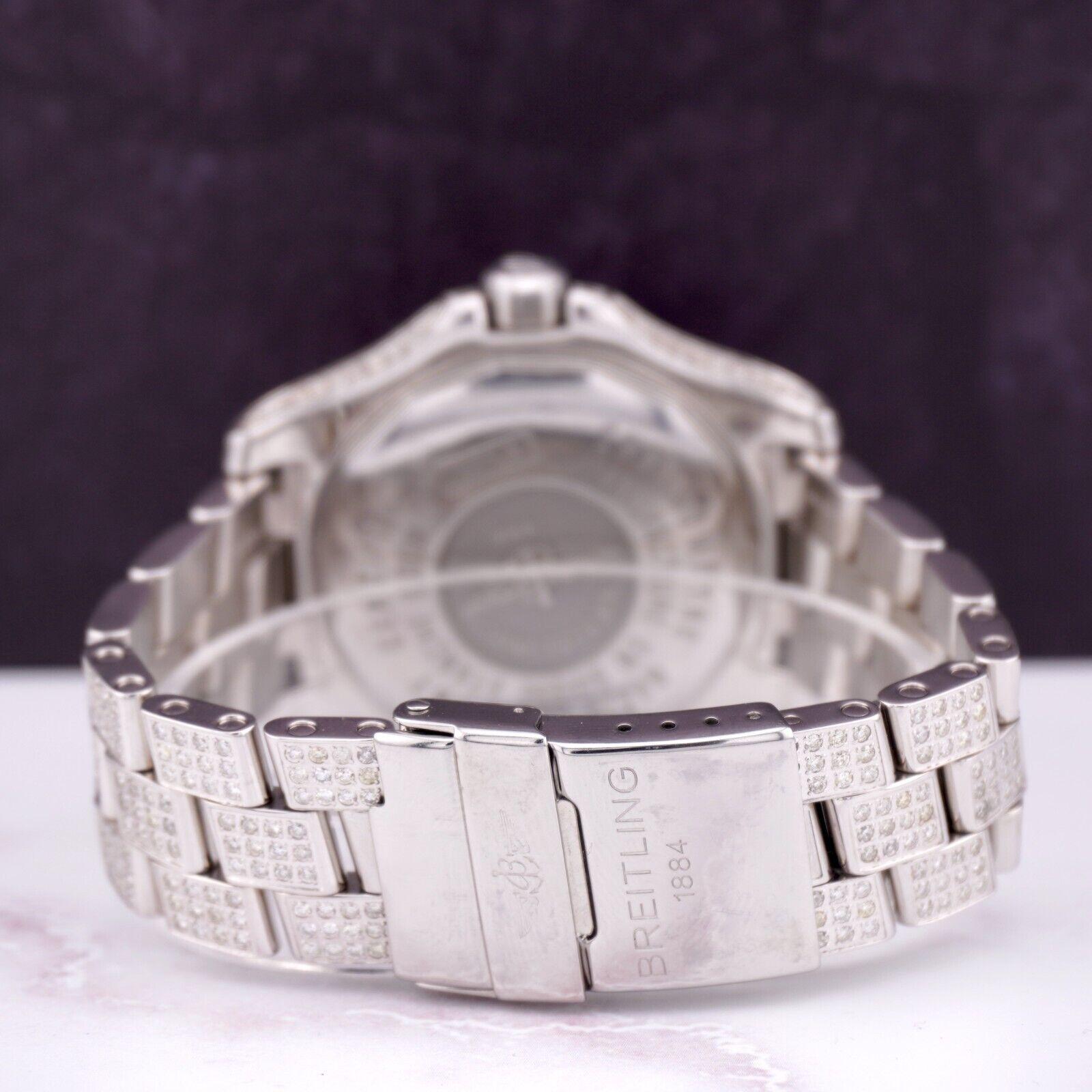 Modern Breitling Colt II Quartz Mens 41mm Iced Out 13ct Diamond White Dial Ref A74380 For Sale