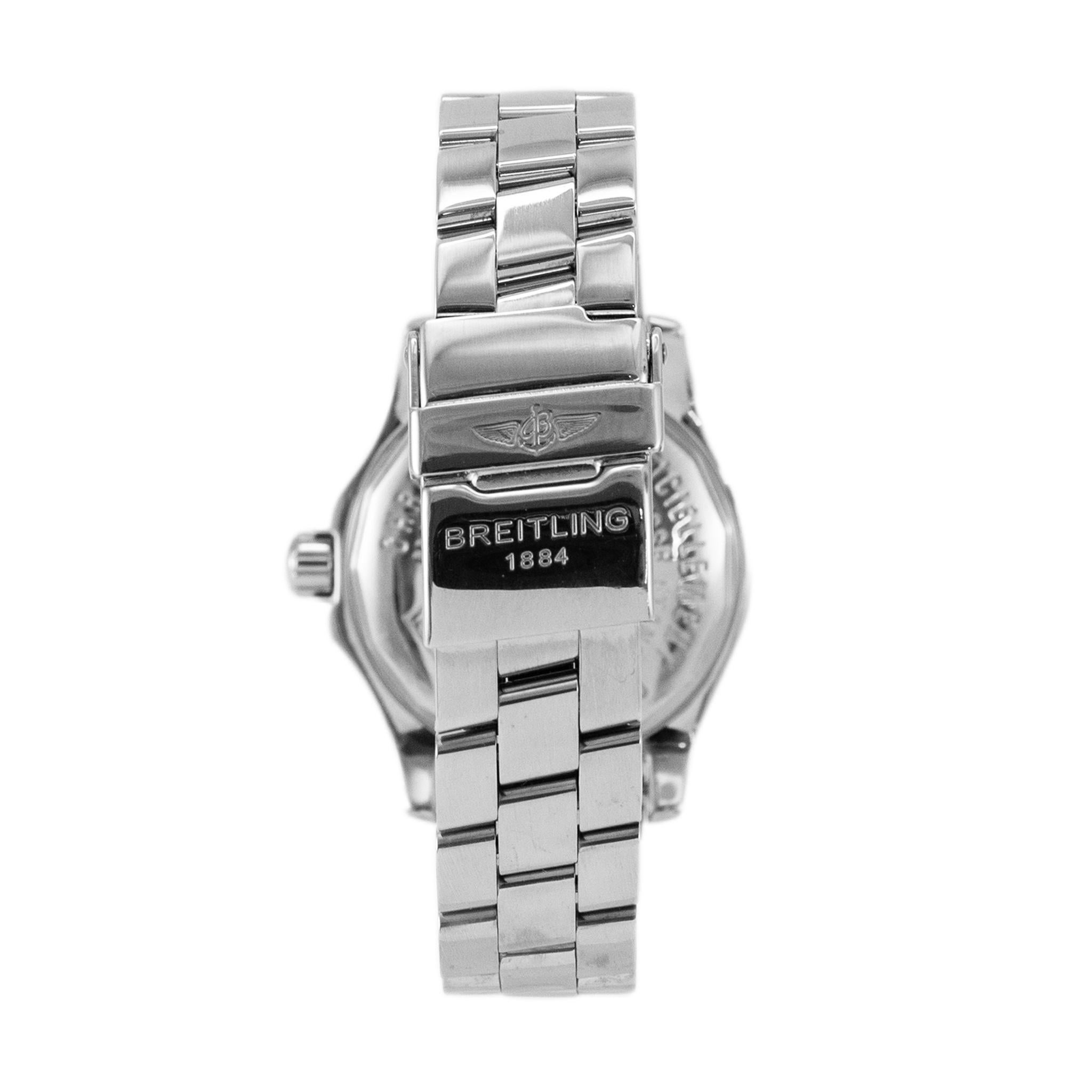 Breitling Colt Oceana II 33MM A77380 Diamant-Uhr aus Edelstahl mit blauer Lünette Damen