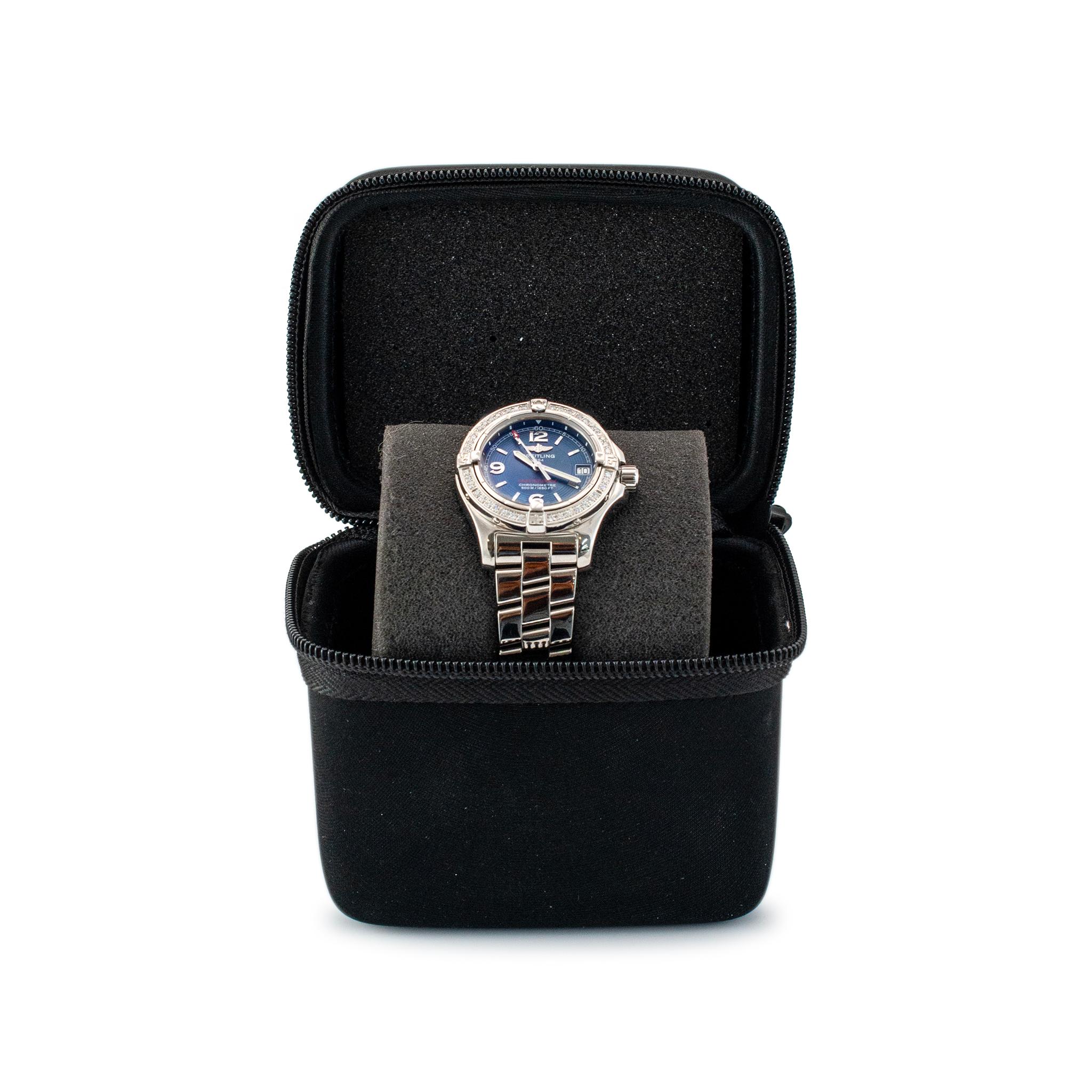 Breitling Colt Oceana II 33MM A77380 Diamant-Uhr aus Edelstahl mit blauer Lünette 3