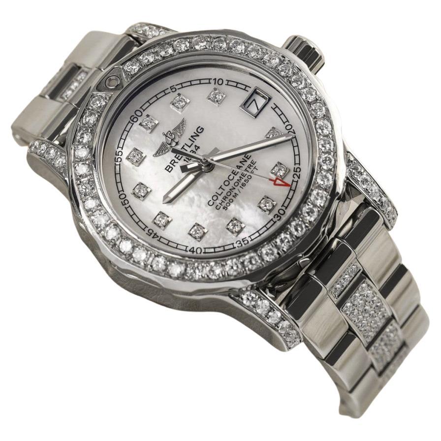 Breitling Colt Oceane Stainless Steel Diamond Ladies Watch A77387 For Sale