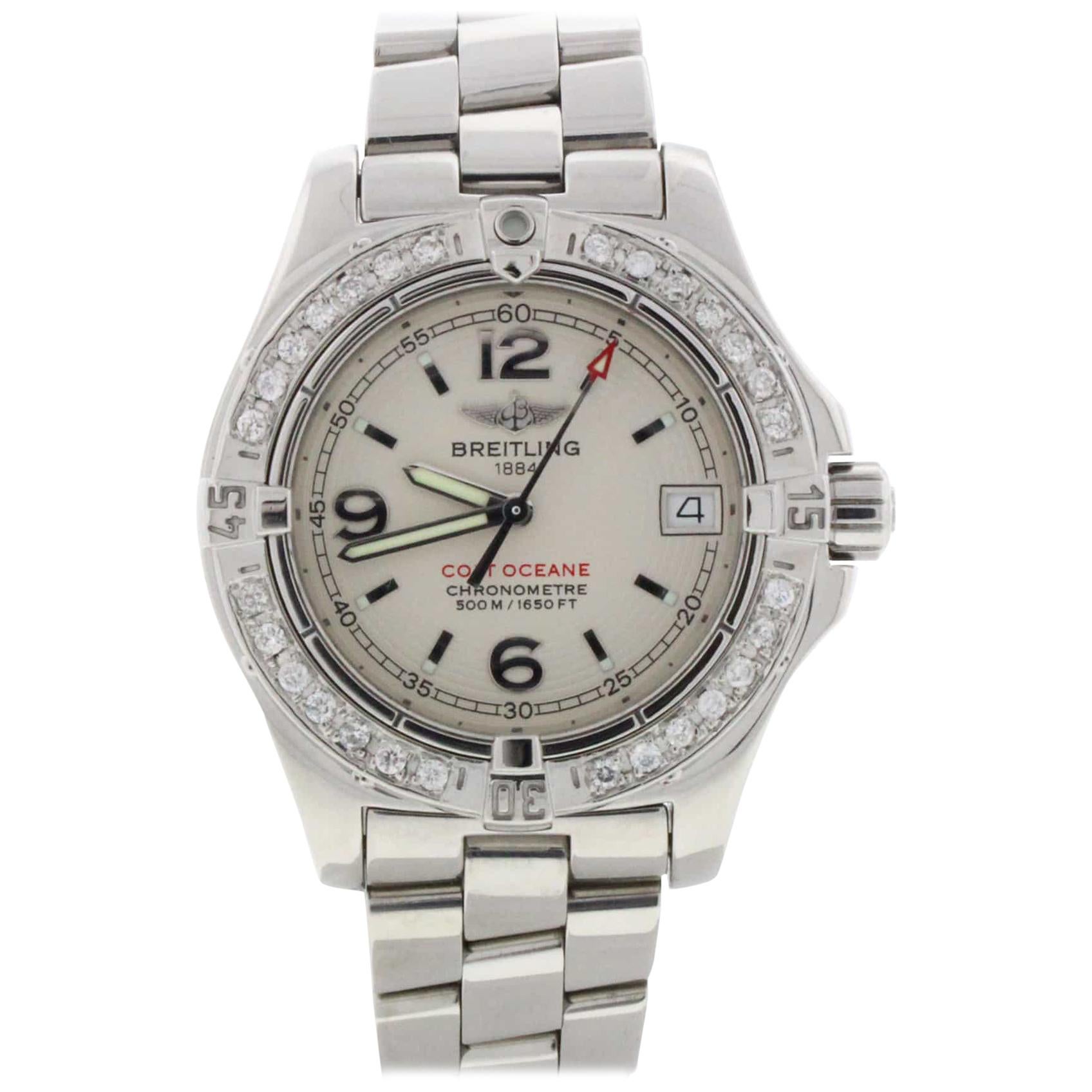 Breitling Colt Oceane Stainless Steel Ladies Watch with Diamonds A77380 For Sale