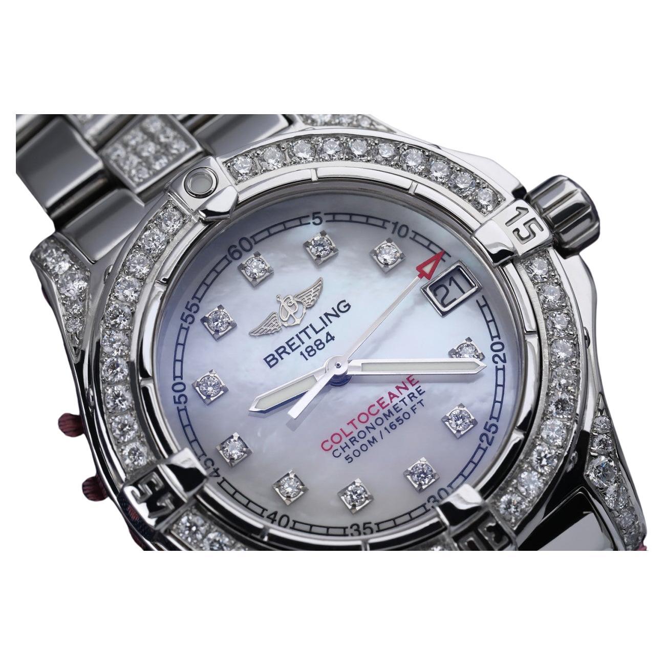Breitling Colt Oceane Stainless Steel with Custom Diamond Watch A77350