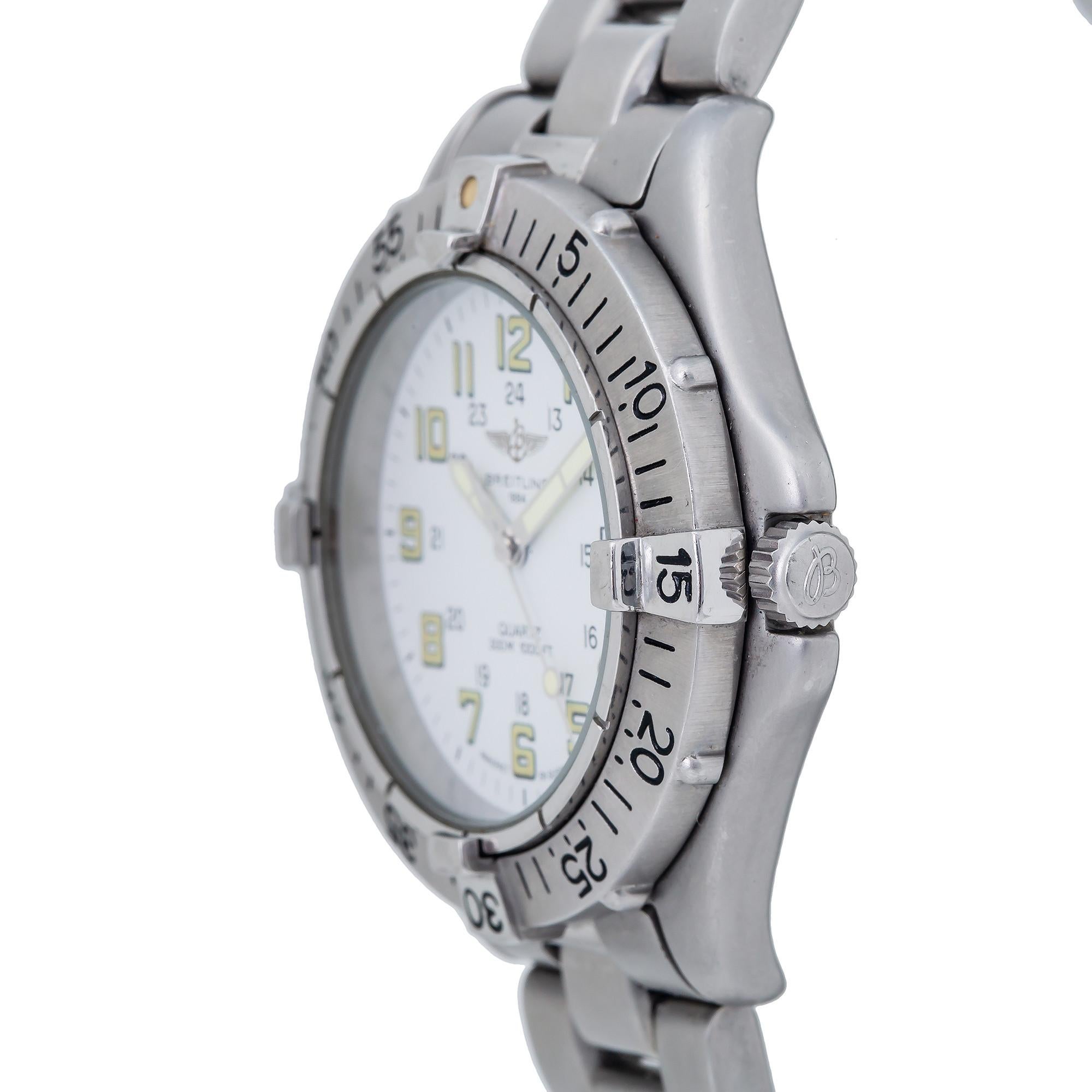 Modern Breitling Colt Quartz A57035 White Dial Men's Date Watch For Sale