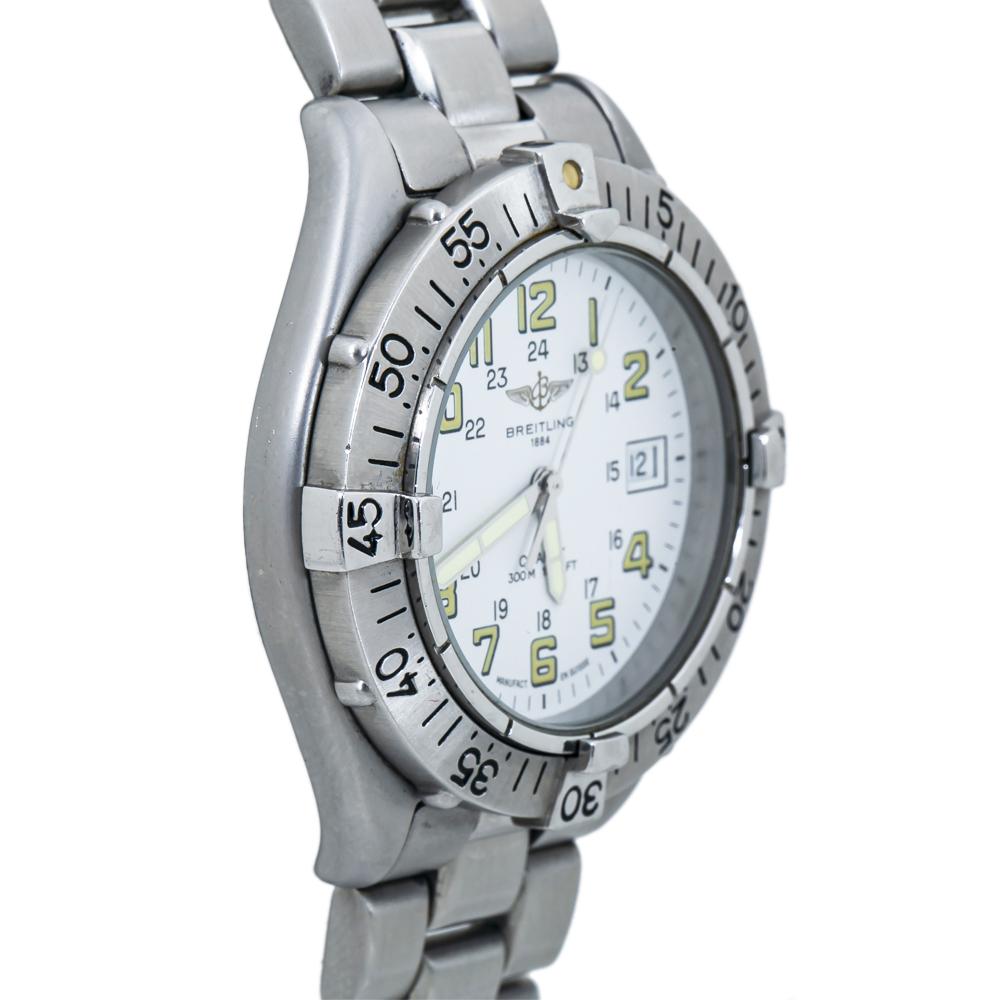 Breitling Colt Quartz A57035 Weißes Zifferblatt Herren Zifferblatt im Zustand „Hervorragend“ in Miami, FL