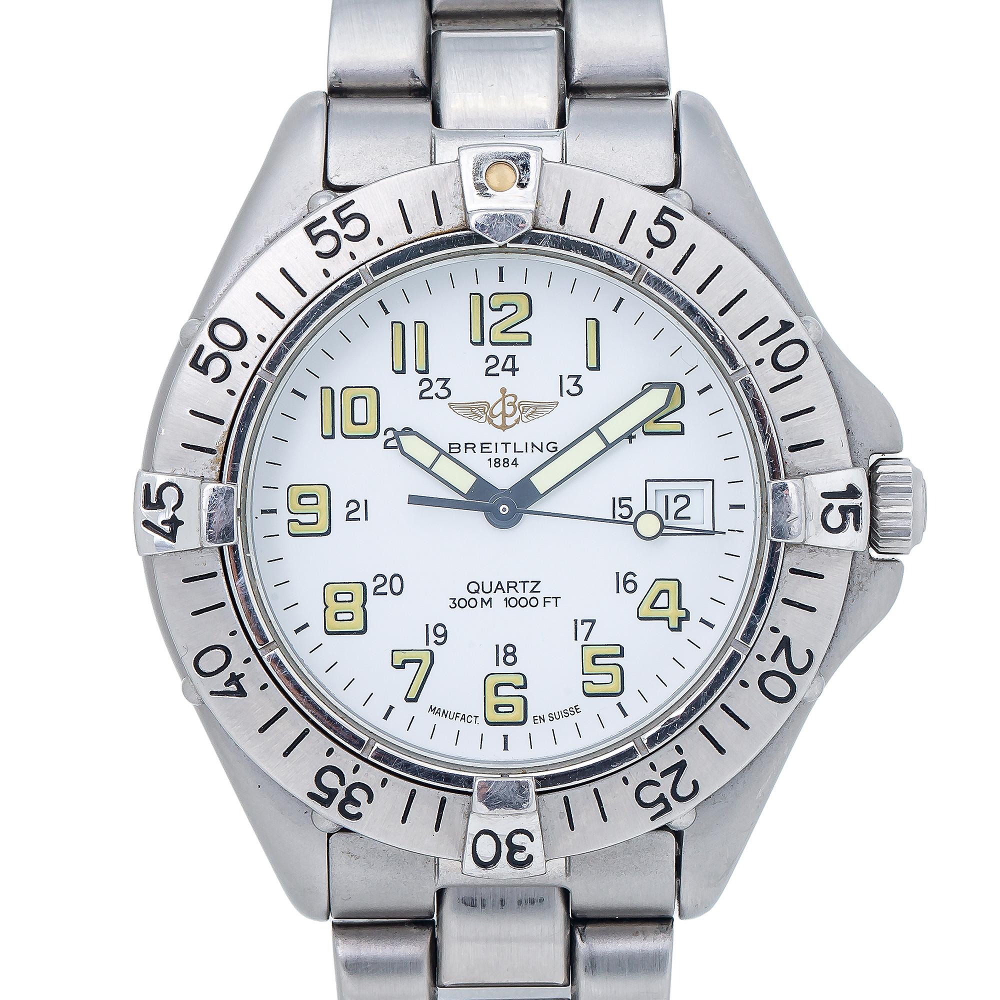 Breitling Colt Quartz A57035 White Dial Men's Date Watch For Sale 1